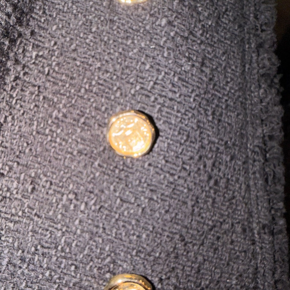 Zara Black Textured Blazer with Gold Buttons - Picture 4 of 7